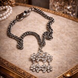 VINTAGE SPERRY PAT PEND Stainless Steel Crystal Pendant Necklace Bold 70s